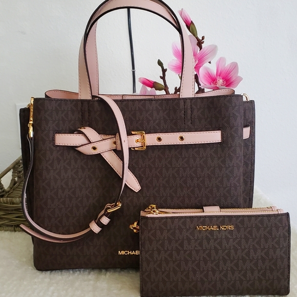 Michael Kors Handbags - Michael Kors Emilia Purse Set Brown & pink Set
